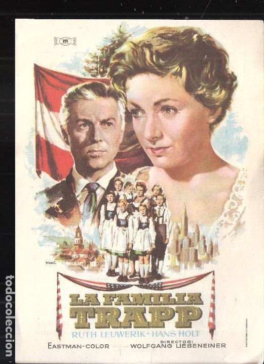 Folhetos de m&atilde;o de filmes antigos de cinema: La Familia Trapp. Gran Cinema Vesa. Vitoria.