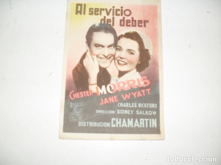 Kino: programa de mano sencillo,sin texto publicitario .titulo AL SERVICIO DEL DEBER.