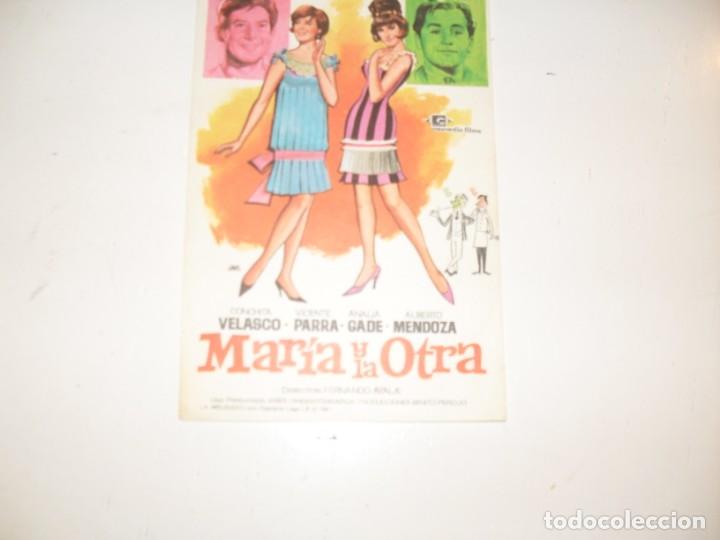 Kino: programa de mano sencillo,sin texto publicitario .titulo: MARIA Y LA OTRA.