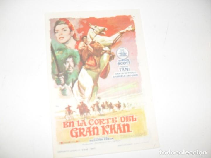 Kino: programa de mano sencillo,con texto publicitario .titulo:EN LA CORTE DEL GRAN KHAN.