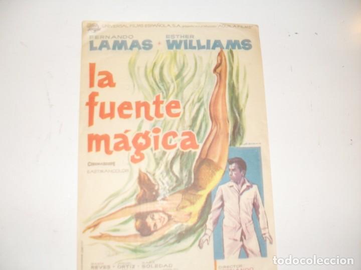 Kino: programa de mano sencillo,con texto publicitario .titulo: LA FUENTE MAGICA.