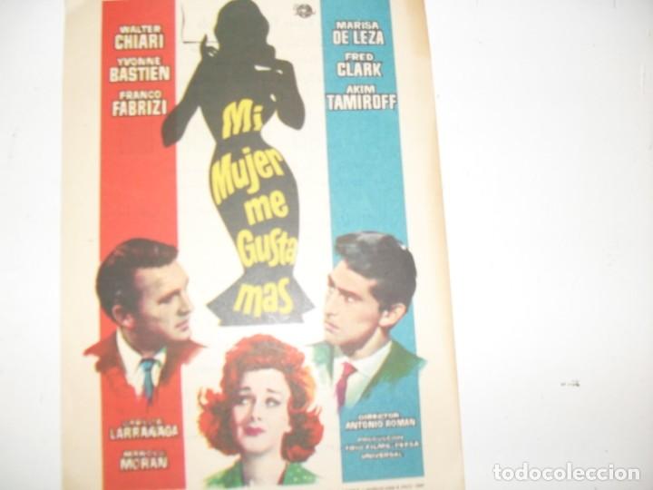 Kino: programa de mano sencillo,con texto publicitario .titulo: MI MUJER ME GUSTA MAS.