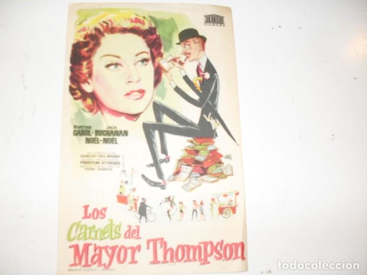 Kino: programa de mano sencillo,con texto publicitario .titulo: LOS CARNETS DEL MAYOR THOMPSON.