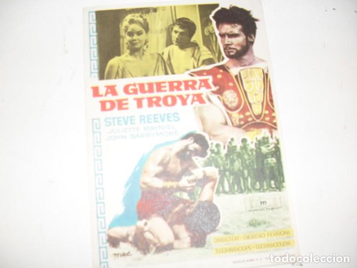 Kino: programa de mano sencillo,con texto publicitario .titulo: LA GUERRA DE TROYA.