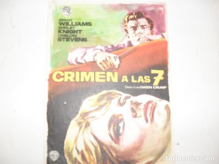 Kino: programa de mano sencillo,con texto publicitario .titulo: CRIMEN A LAS 7.