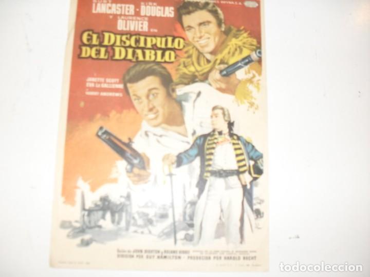 Kino: programa de mano sencillo,con texto publicitario .titulo:EL DISCIPULO DEL DIABLO.
