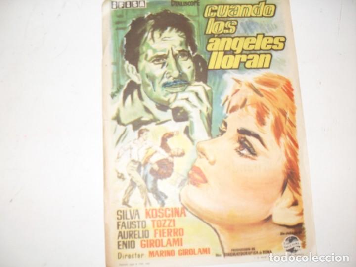 Kino: programa de mano sencillo,con texto publicitario .titulo:CUANDO LOS ANGELES LLORAN.