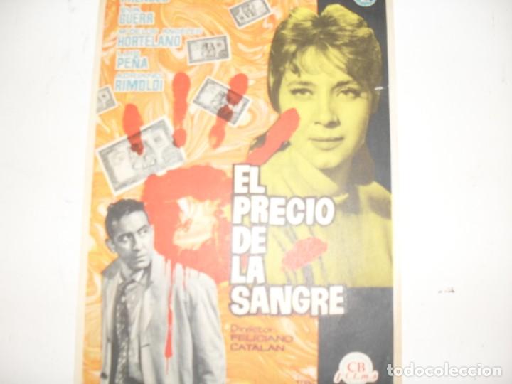 Kino: programa de mano sencillo,con texto publicitario .titulo: EL PRECIO DE LA SANGRE.