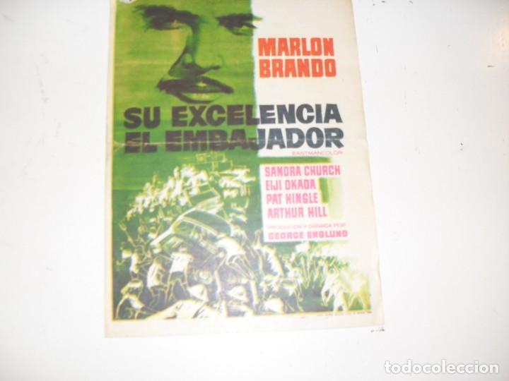 Kino: programa de mano sencillo,con texto publicitario .titulo: SU EXCELENCIA EL EMBAJADOR.
