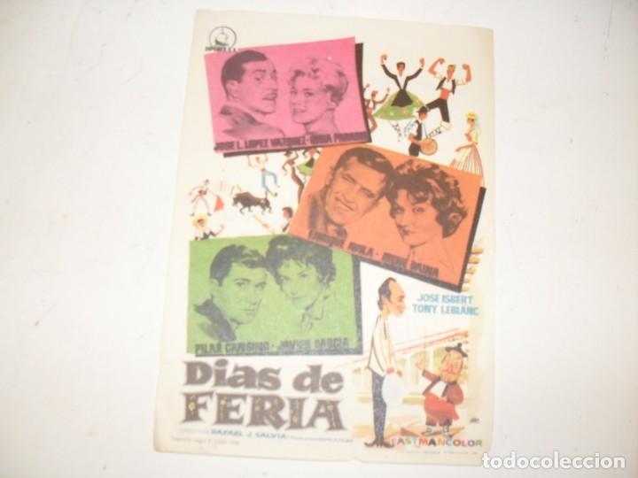 Kino: programa de mano sencillo,con texto publicitario .titulo: DIAS DE FERIA.