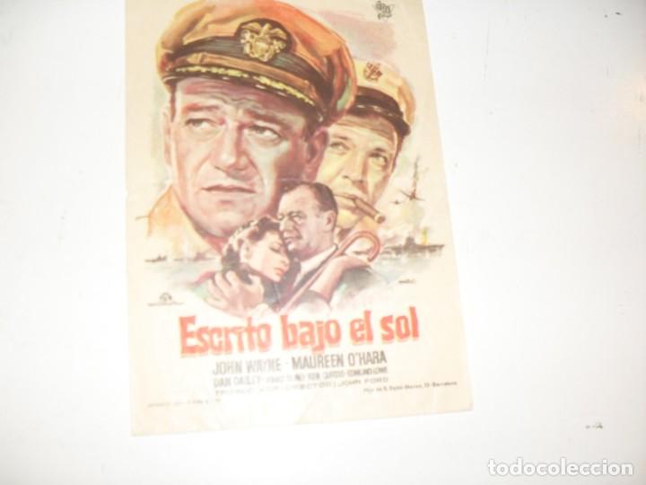 Kino: programa de mano sencillo,con texto publicitario .titulo: ESCRITO SOBRE EL SOL.