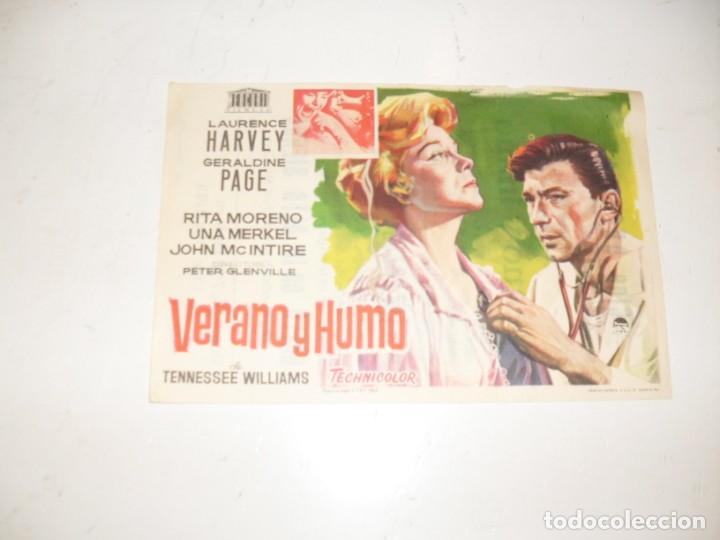 Kino: programa de mano sencillo,con texto publicitario .titulo: VERANO Y HUMO