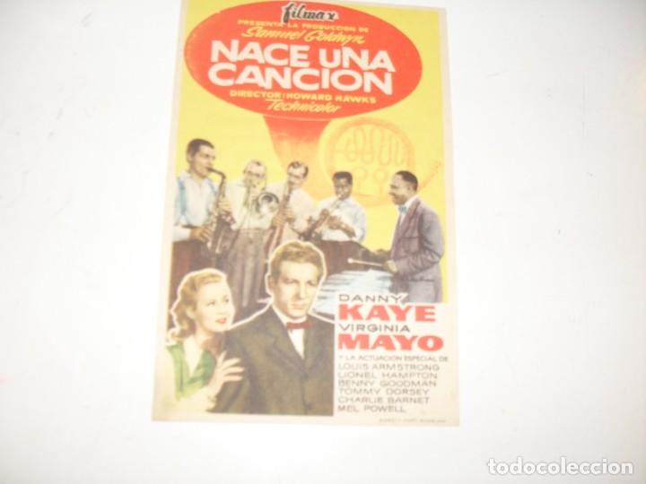 Kino: programa de mano sencillo,con texto publicitario .titulo: NACE UNA CANCION