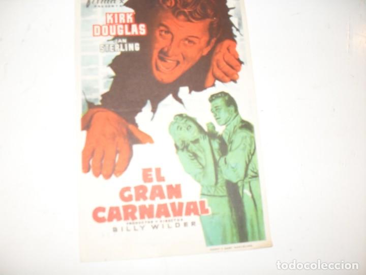 Kino: programa de mano sencillo,con texto publicitario .titulo: EL GRAN CARNAVAL