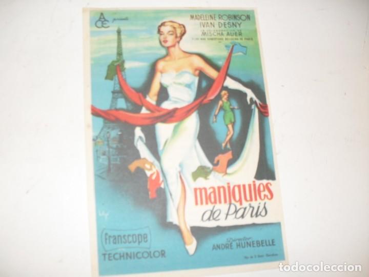 Kino: programa de mano sencillo,con texto publicitario .titulo: MANIQUIES DE PARIS.