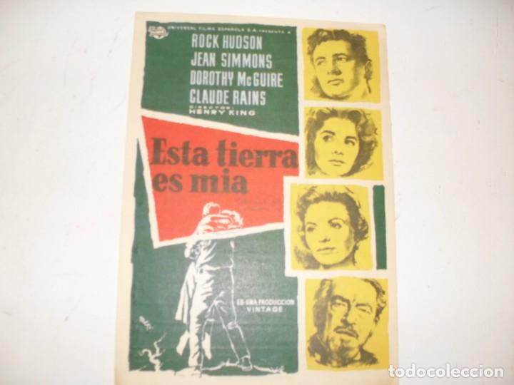 Kino: programa de mano sencillo,con texto publicitario .titulo: ESTA TIERRA ES MIA.