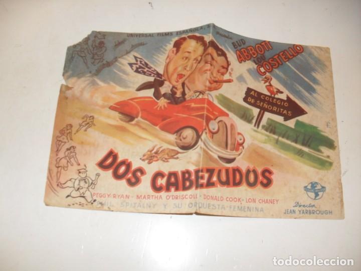Cine: programa de mano doble,con texto publicitario .titulo: DOS CABEZUDOS. - Foto 1