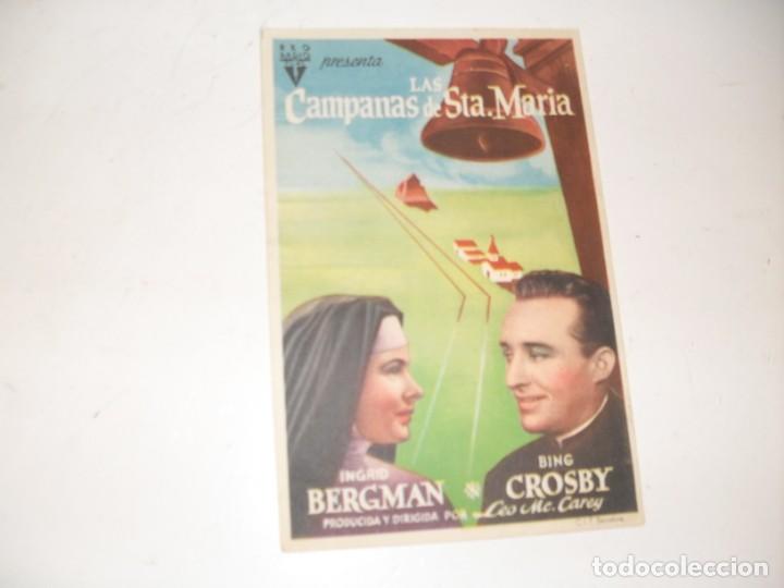 Kino: programa de mano sencillo,con texto publicitario .titulo: LAS CAMPANAS DE SANTA MARIA.