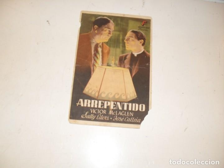 Kino: programa de mano sencillo,con texto publicitario .titulo: ARREPENTIDO.