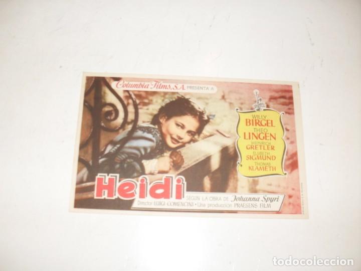 Kino: programa de mano sencillo,con texto publicitario .titulo: HEIDI.