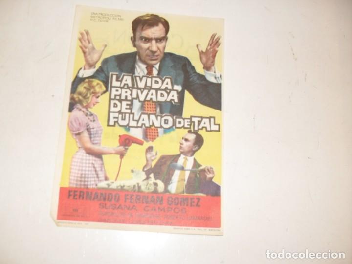  Flyers Publicitaires de films Anciens: programa de mano sencillo,con texto publicitario .titulo: LA VIDA PRIVADA DE FULANO DE TAL.