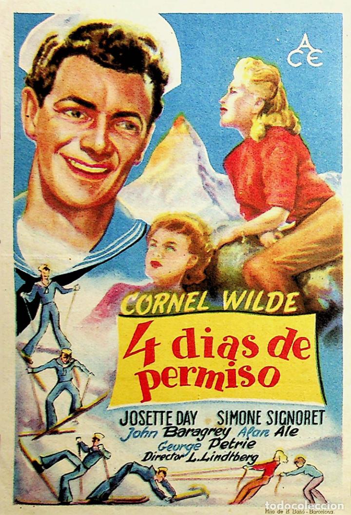 Cine: PROGRAMA DE MANO. 4 D&Iacute;AS DE PERMISO. Cornel Wilde. CP (L. Lindberg) - Foto 1