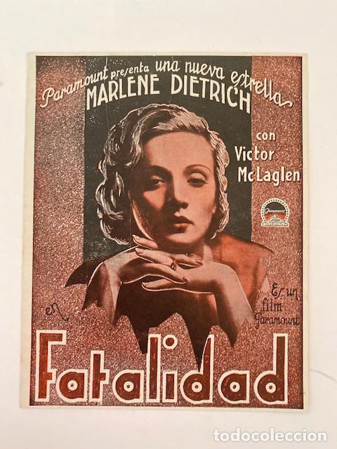 Cine: FATALIDAD. PROGRAMA DOBLE PARAMOUNT. MARLEN DIETRICH. PERFECTO ESTADO - Foto 1