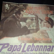 Cine: FOLLETO DE MANO DE LA PELICULA PAPA LEBONNARD DEL CINE VICTORIA DE VILLAFRANCA DEL CID 1941. Lote 310480503