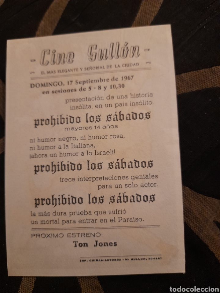 Cine: Programa de cine de mano, Prohibido los s&aacute;bados - Foto 2