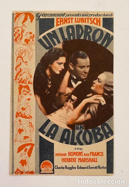 Cine: UN LADR&Oacute;N EN LA ALCOBA. PROGRAMA DOBLE PARAMOUNT. ERNST LIBITSCH. EXCELENTE ESTADO. CON CINE - Foto 1