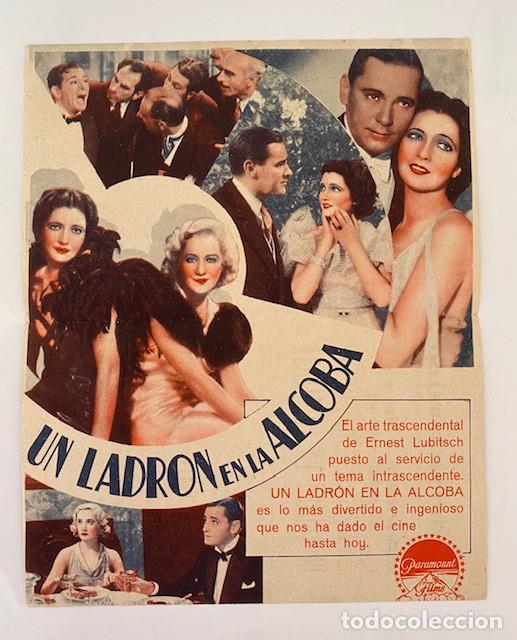 Cine: UN LADR&Oacute;N EN LA ALCOBA. PROGRAMA DOBLE PARAMOUNT. ERNST LIBITSCH. EXCELENTE ESTADO. CON CINE - Foto 2