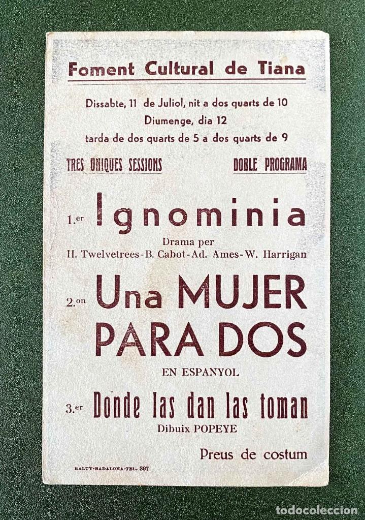 Cine: UNA MUJER PARA DOS. PROGRAMA TARJETA PARAMOUNT. GARY COOPER. CON CINE AL DORSO - Foto 2