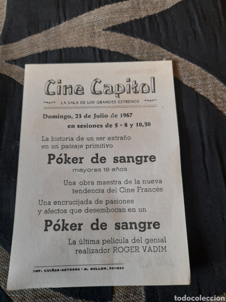 Cine: Programa de cine de mano, Poker de sangre, Cine Capitol - Foto 2