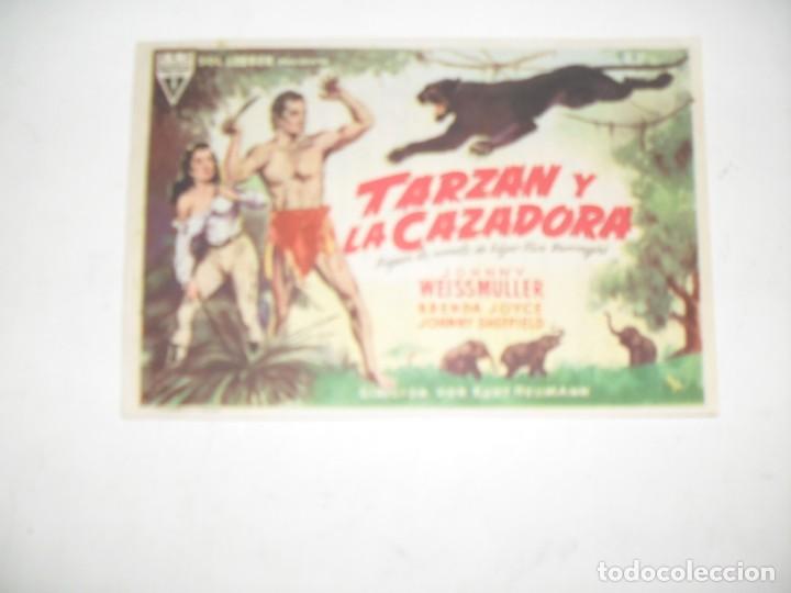 Cine: programa de mano sencillo,con texto publicitario .titulo: TARZAN Y LA CAZADORA.