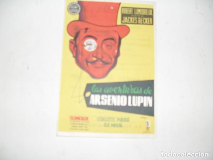 Cine: programa de mano sencillo,con texto publicitario .titulo:LAS AVENTURAS DE ARSENIO LUPIN.