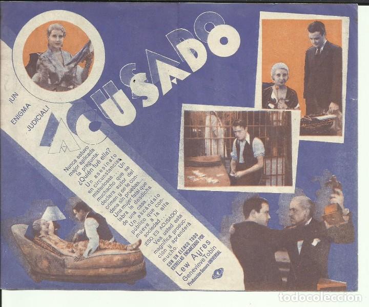 Cine: PTCC 116 ACUSADO PROGRAMA DOBLE UNIVERSAL LEW AYRES GENEVIEVE TOBIN - Foto 2