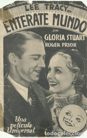 Cine: PTCC 116 ENTERATE MUNDO PROGRAMA DOBLE UNIVERSAL GLORIA STUART LEE TRACY - Foto 1