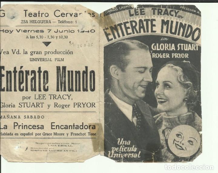 Cine: PTCC 116 ENTERATE MUNDO PROGRAMA DOBLE UNIVERSAL GLORIA STUART LEE TRACY - Foto 3