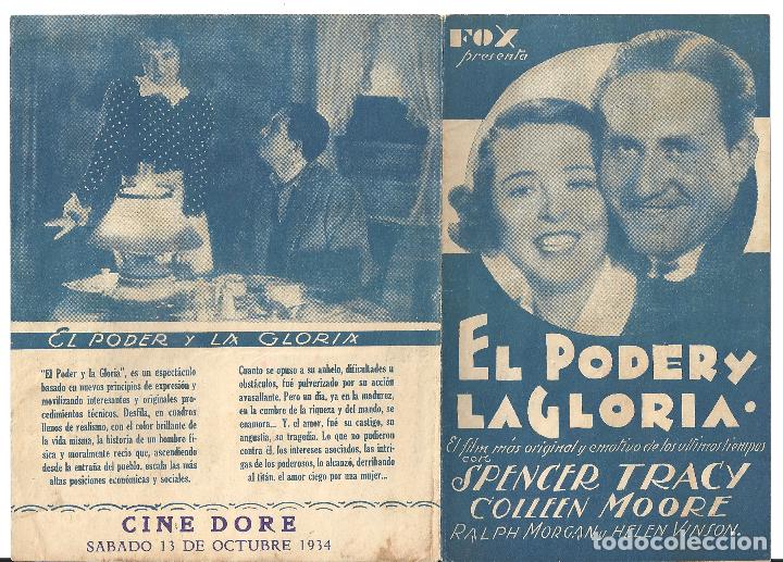 Cine: PTCC 113 EL PODER Y LA GLORIA PROGRAMA DOBLE URUGUAYO SPENCER TRACY COLLEEN MOORE - Foto 1