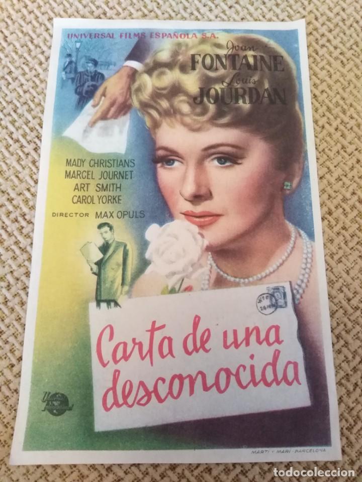 Cine: Programa cartel de mano cine Carta de una desconocida - Foto 1