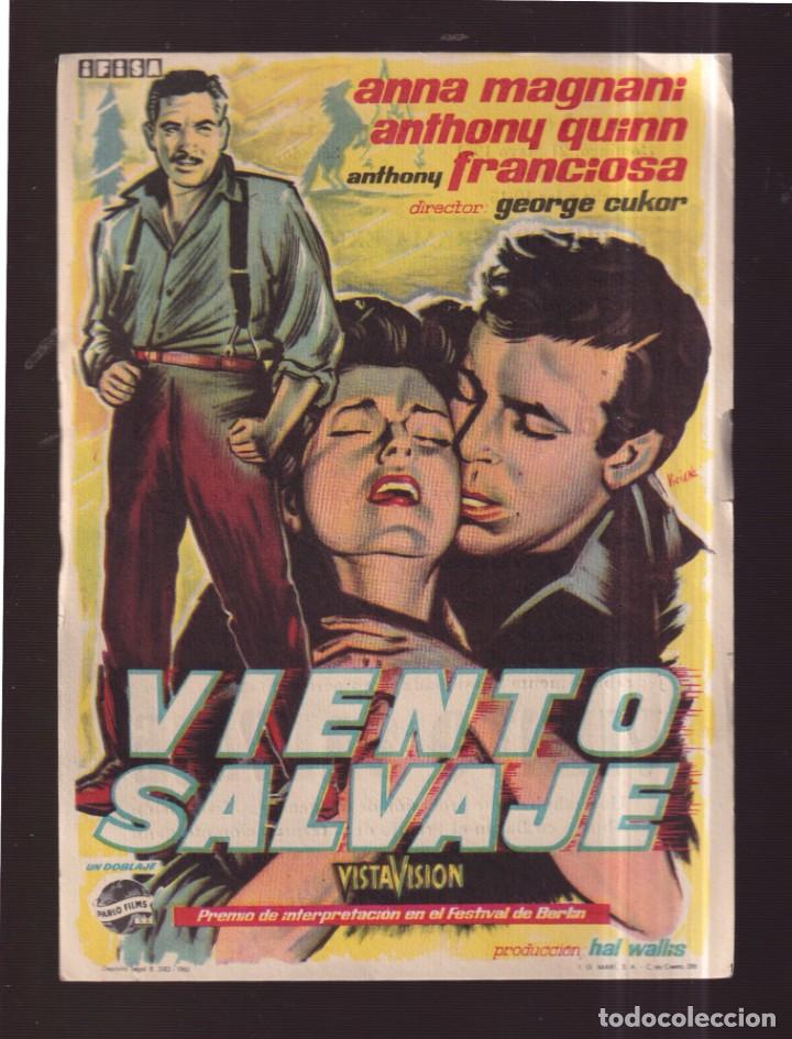 Cine: FOLLETO DE MANO VIENTO SALVAJE CON ANNA MAGNANI CINE ATENEO Y CATALU&Ntilde;A DEL A&Ntilde;O 1961