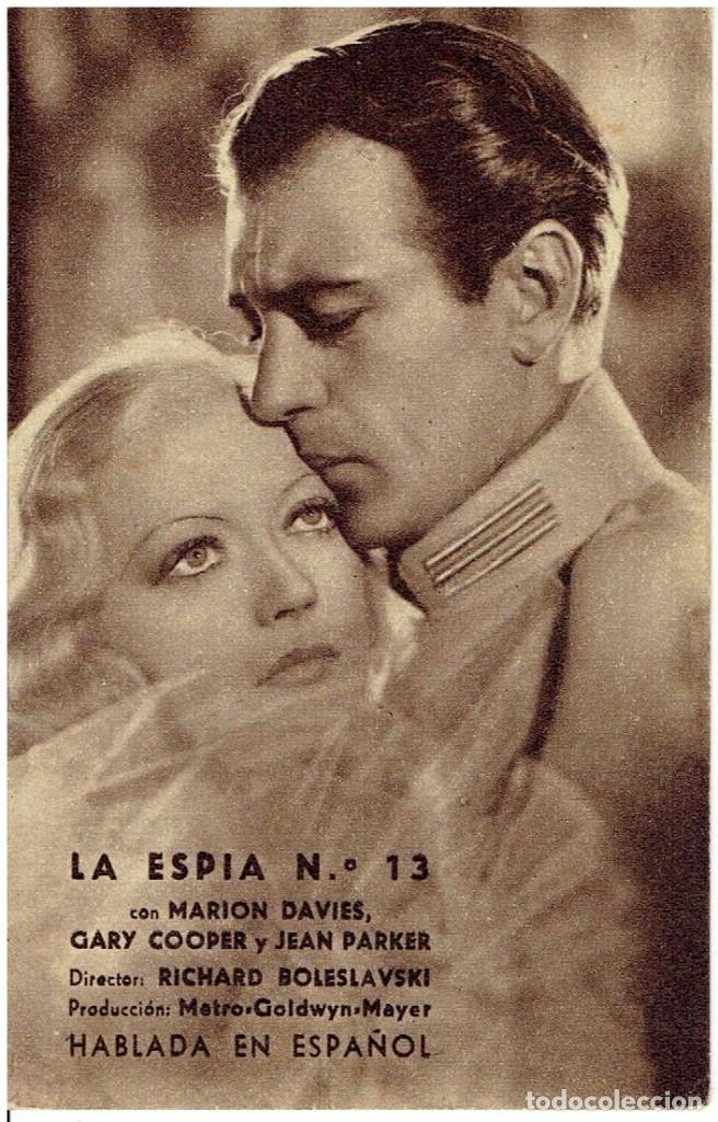 Cine: LA ESPIA N. 13 CON GARY COOPER . TARJETA.
