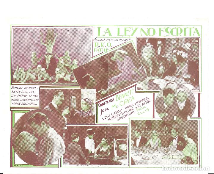 Cine: PTCC 114 LA LEY NO ESCRITA PROGRAMA DOBLE URUGUAYO CONSTANCE BENNETT JOEL McCREA - Foto 3