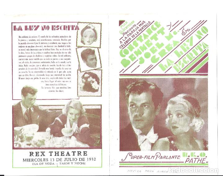 Cine: PTCC 114 LA LEY NO ESCRITA PROGRAMA DOBLE URUGUAYO CONSTANCE BENNETT JOEL McCREA - Foto 2