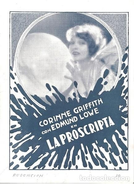 Cine: PTCC 114 LA PROSCRIPTA PROGRAMA DOBLE URUGUAYO CORINNE GRIFFITH EDMUND LOWE - Foto 1