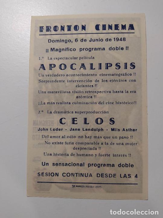 Cine: PROGRAMA FOLLETO DE MANO DE CINE LOGRO&Ntilde;O. FRONTON. 1948. APOCALIPSIS. TDKP20D - Foto 2