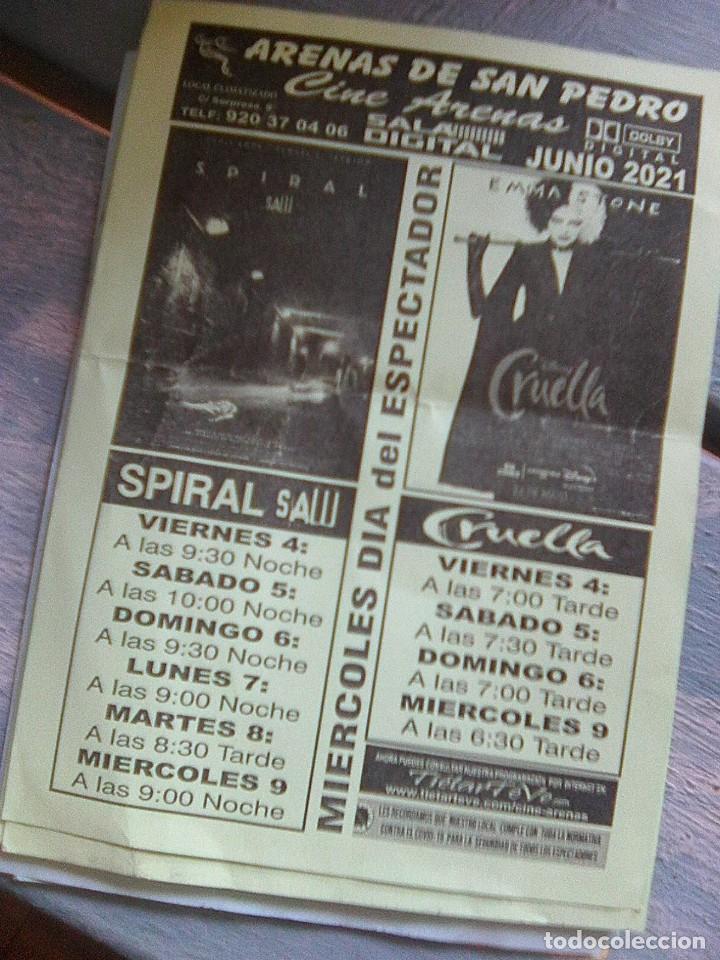 Cine: Cruella + Spiral Saw - flyer folleto de mano - cine arenas de san pedro - avila - 2021