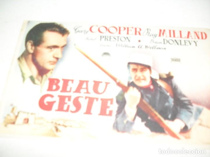 Cine: programa de mano sencillo,con texto publicitario.titulo:.BEAU GESTE.