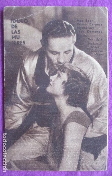 Cine: PROGRAMA DE CINE TARJETA IDOLO DE LAS MUJERES MAX BAOR MYRNA LOY METRO PC95
