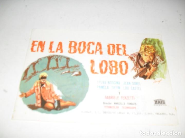 Cine: programa de mano sencillo,con texto publicitario.titulo:.EN LA BOCA DEL LOBO.